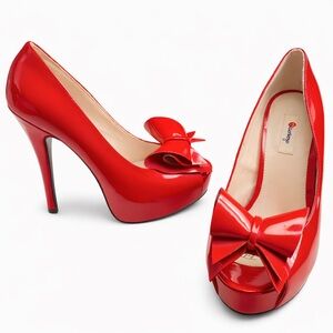 Olsenboye Red Bow Stilettos Size 8
